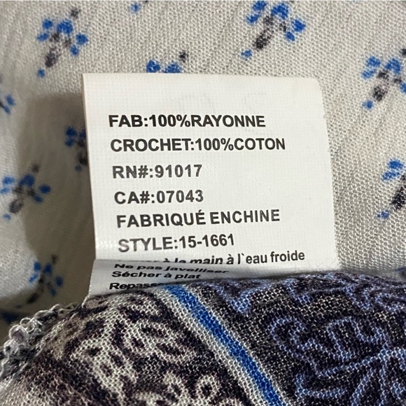 🎈SOLITAIRE women’s white blue bohemian crochet lightweight summer beach tunic - Picture 7 of 11